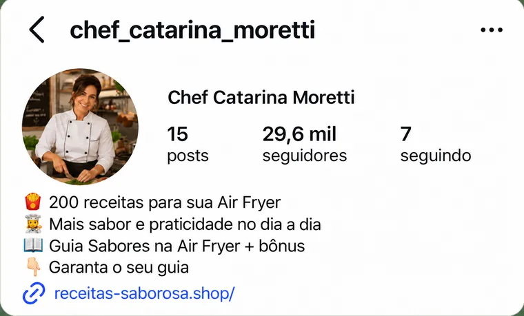 Perfil @chef_catarina_moretti no Instagram com 29,6 mil seguidores