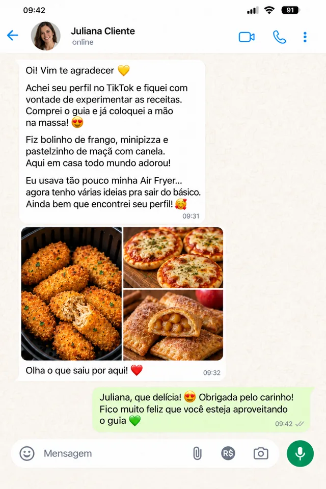 Cliente Juliana conta que achou o perfil no TikTok e fez as receitas