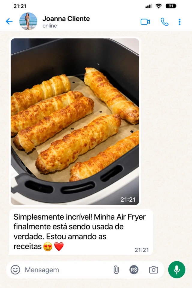 Cliente Joanna elogia as receitas na Air Fryer