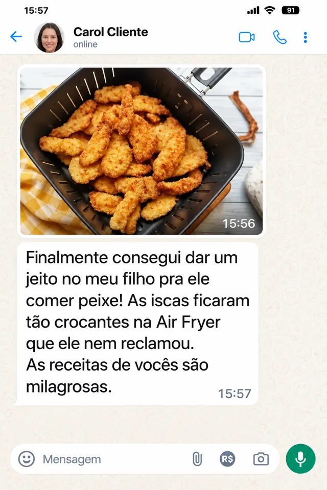 Cliente Carol fez iscas de peixe crocantes na Air Fryer
